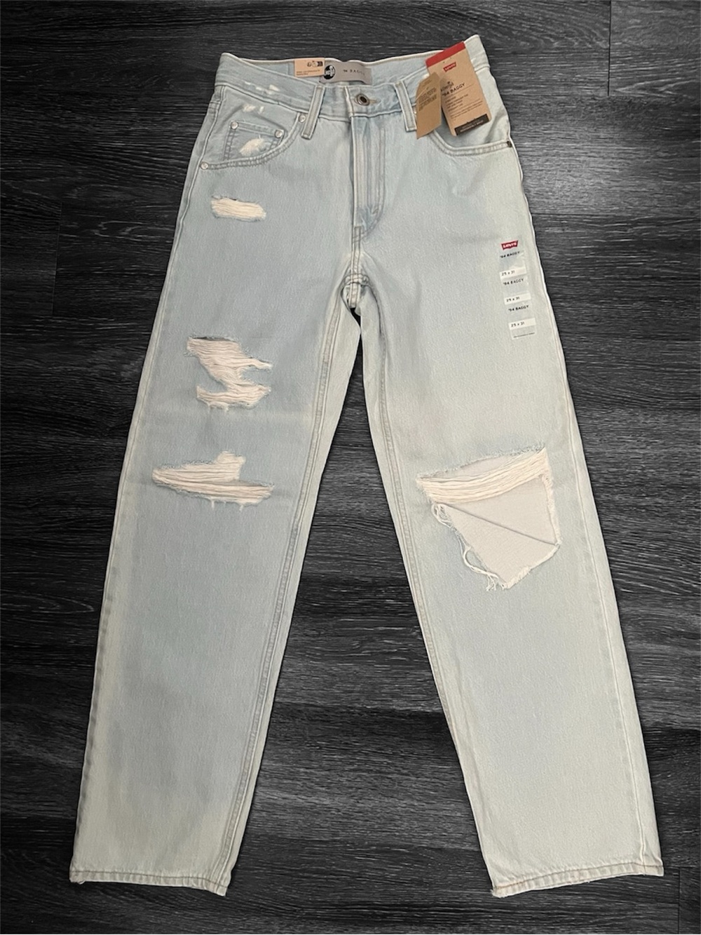 Women’s Levi's Silver Tab Baggy Light Wash Distressed Relaxed Jeans